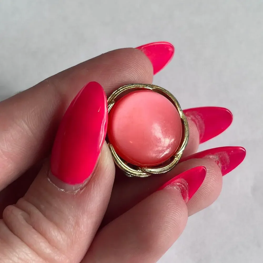 Vintage LISNER Baby Pink & Strawberry Pink Moonglow Thermoset Earrings LOT of 2